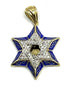 14K Gold & Diamond With Blue Enamel Star of David Necklace